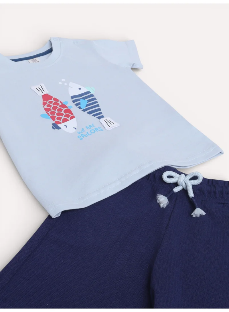 Victor And Jane  Infant Boys’ 2-Piece Set – Fish Print T-Shirt & Drawstring Shorts for Men | Best Price UAE